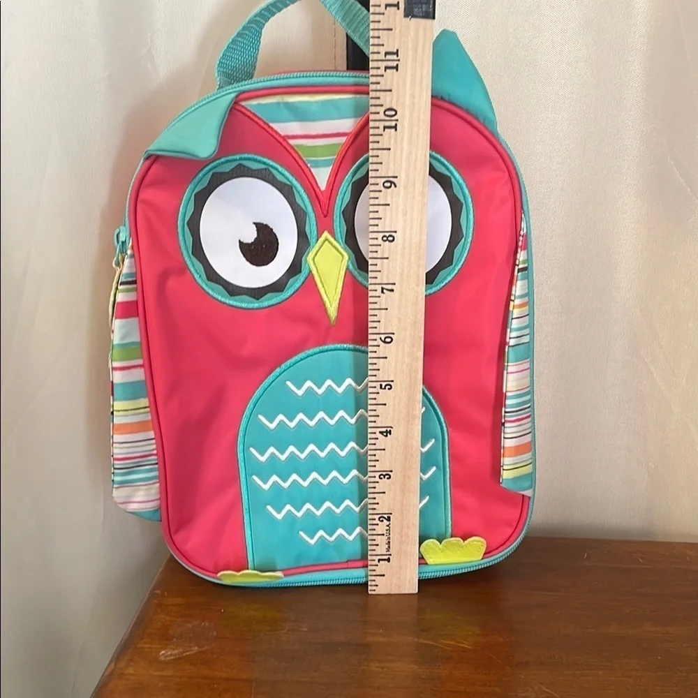 Thirty-one Pink and Green Owl Lunch Bag with Cartoon Eyes